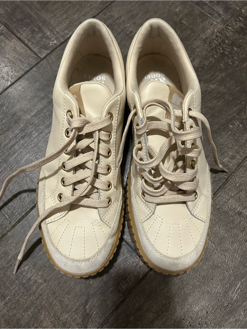 Sorel Women's Cream Lace-Up Sneakers with Gum Sole